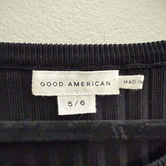 Good American Women’s 5/6 Ribbed Cutout Bodycon Open Back Black Mini Dress NWT - Picture 5 of 7